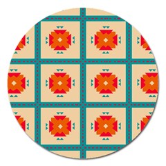 Shapes In Squares Pattern 			magnet 5  (round) by LalyLauraFLM