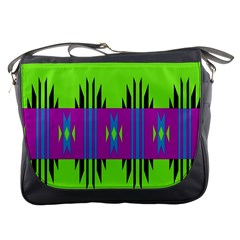 Tribal Shapes On A Green Background 			messenger Bag by LalyLauraFLM