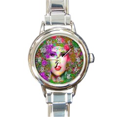 Flowers In Your Hair Round Italian Charm Watches by icarusismartdesigns