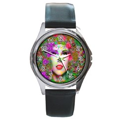 Flowers In Your Hair Round Metal Watches by icarusismartdesigns