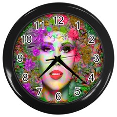 Flowers In Your Hair Wall Clocks (black) by icarusismartdesigns