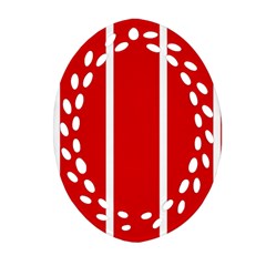 White and Red Stripes Ornament (Oval Filigree) 