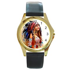 Indian 21 Round Gold Metal Watch by indianwarrior