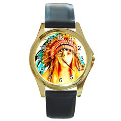 Indian 29 Round Gold Metal Watch by indianwarrior