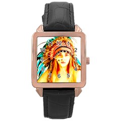 Indian 29 Rose Gold Leather Watch 