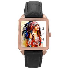 Indian 22 Rose Gold Leather Watch  by indianwarrior