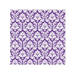 White On Purple Damask Small Satin Scarf (square) by Zandiepants