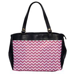 Pink And White Zigzag Office Handbags by Zandiepants