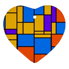 Retro Colors Rectangles And Squares 			ornament (heart) by LalyLauraFLM