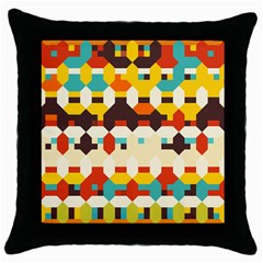 Shapes In Retro Colors 			throw Pillow Case (black) by LalyLauraFLM