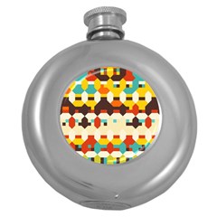 Shapes In Retro Colors 			hip Flask (5 Oz) by LalyLauraFLM