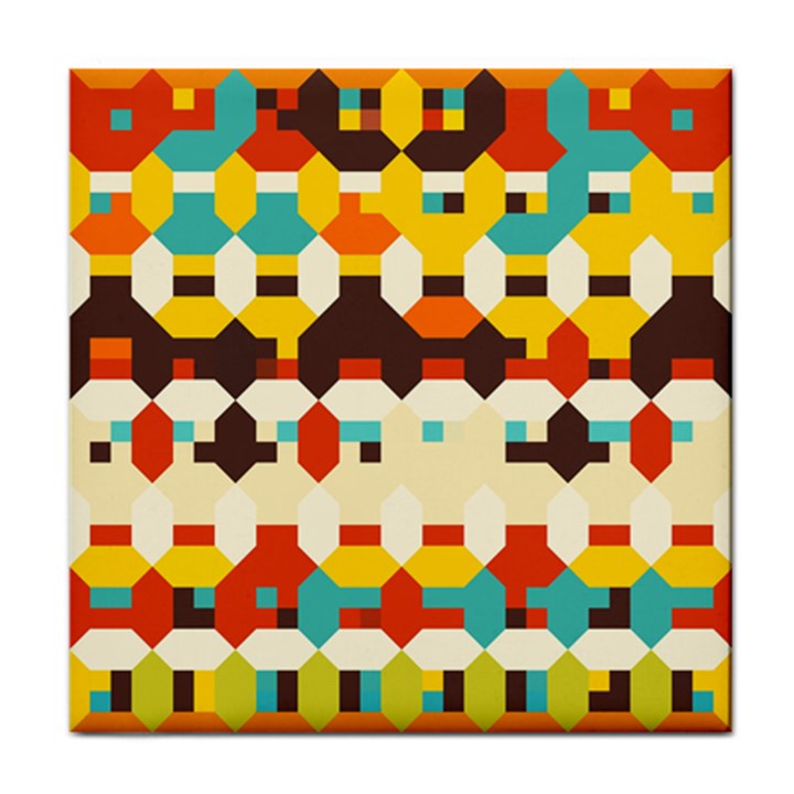 Shapes in retro colors 			Face Towel