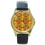 Roof555 Round Gold Metal Watch Front