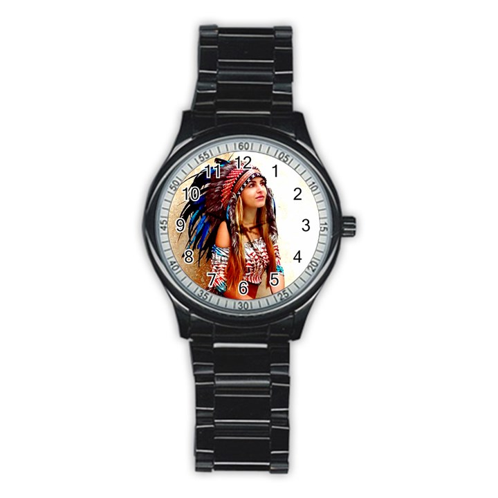 Indian 21 Stainless Steel Round Watch
