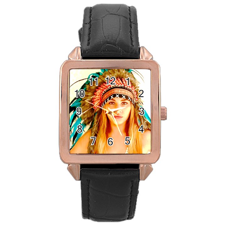 Indian 28 Rose Gold Leather Watch 