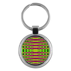 Bright Green Pink Geometric Key Chains (round) 