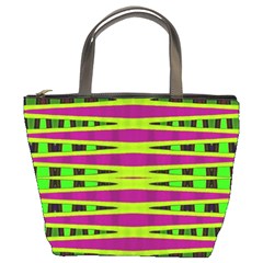 Bright Green Pink Geometric Bucket Bags