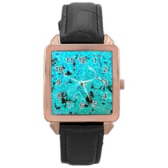 Aquamarine Collection Rose Gold Leather Watch  by bighop