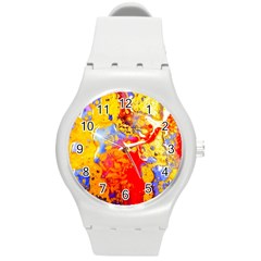 Gold And Red Round Plastic Sport Watch (m)