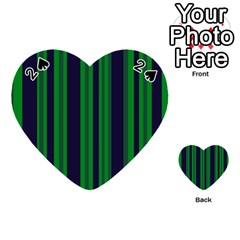 Dark Blue Green Striped Pattern Playing Cards 54 (heart) 