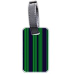 Dark Blue Green Striped Pattern Luggage Tags (Two Sides) Front