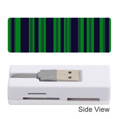 Dark Blue Green Striped Pattern Memory Card Reader (stick)  by BrightVibesDesign