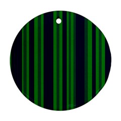 Dark Blue Green Striped Pattern Ornament (round)  by BrightVibesDesign