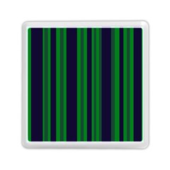 Dark Blue Green Striped Pattern Memory Card Reader (square)  by BrightVibesDesign