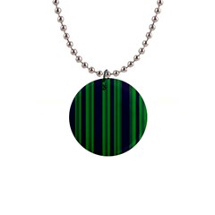 Dark Blue Green Striped Pattern Button Necklaces by BrightVibesDesign