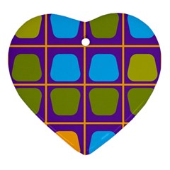 Shapes In Squares Pattern 			ornament (heart) by LalyLauraFLM