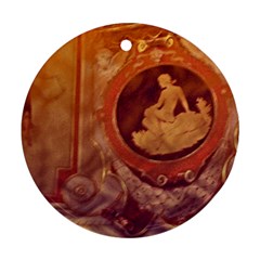 Vintage Ladies Artwork Orange Ornament (round)  by BrightVibesDesign