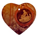 Vintage Ladies Artwork Orange Ornament (Heart)  Front