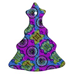 Collage Ornate Geometric Pattern Christmas Tree Ornament (2 Sides) by dflcprints