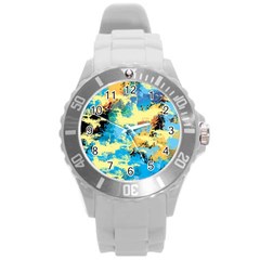 Abstract #4 Round Plastic Sport Watch (l) by Uniqued