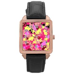 Abstract #11 Rose Gold Leather Watch 