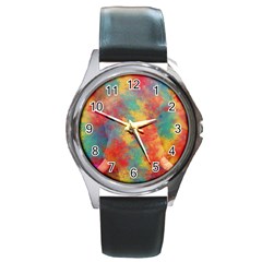 Abstract Elephant Round Metal Watch by Uniqued