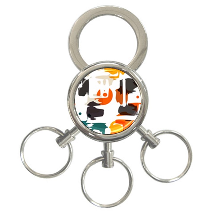 Shapes in retro colors on a white background 			3-Ring Key Chain