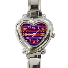 Bright Blue Red Yellow Mod Abstract Heart Italian Charm Watch