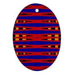 Bright Blue Red Yellow Mod Abstract Ornament (oval) 