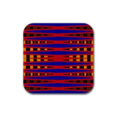 Bright Blue Red Yellow Mod Abstract Rubber Coaster (square)  by BrightVibesDesign