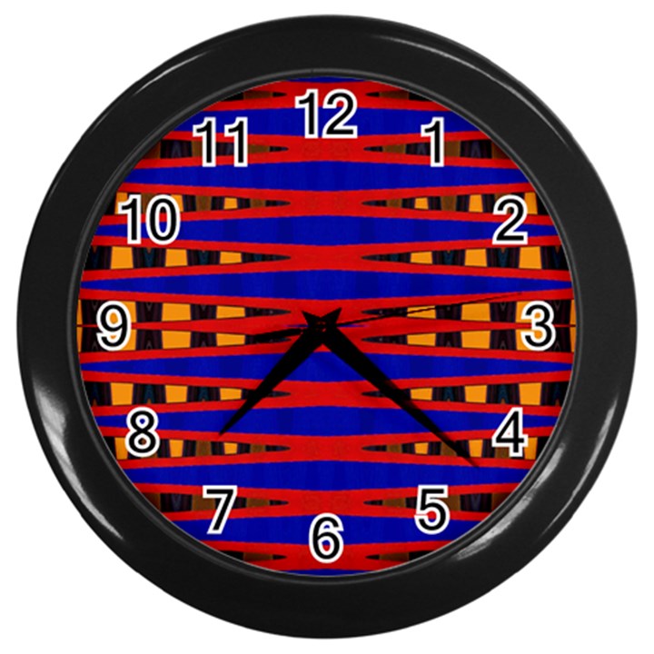 Bright Blue Red Yellow Mod Abstract Wall Clocks (Black)