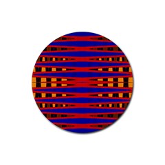 Bright Blue Red Yellow Mod Abstract Rubber Coaster (round) 