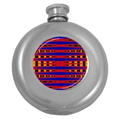 Bright Blue Red Yellow Mod Abstract Round Hip Flask (5 Oz)