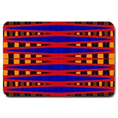 Bright Blue Red Yellow Mod Abstract Large Doormat  by BrightVibesDesign