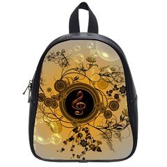 Decorative Clef On A Round Button With Flowers And Bubbles School Bags (small)  by FantasyWorld7