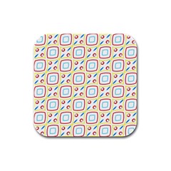 Squares rhombus and circles pattern  			Rubber Square Coaster (4 pack