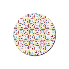 Squares rhombus and circles pattern  			Rubber Round Coaster (4 pack)