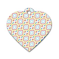 Squares rhombus and circles pattern  			Dog Tag Heart (One Side)