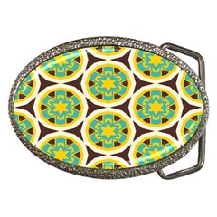 Blue Yellow Flowers Pattern 			belt Buckle by LalyLauraFLM