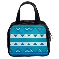 Blue triangles and stripes  Classic Handbag (Two Sides)